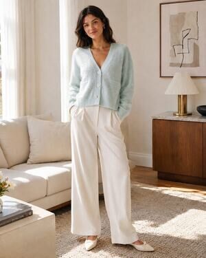 NWT NakedCashmere 100% brushed Cashmere Cardigan Jadite Blue S/M